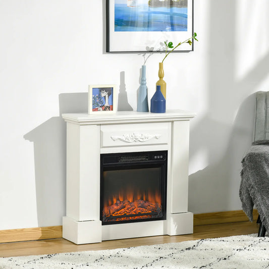 Electric Fireplace With Mantel, 35 Inch, White Electric Fireplaces White at Gallery Canada