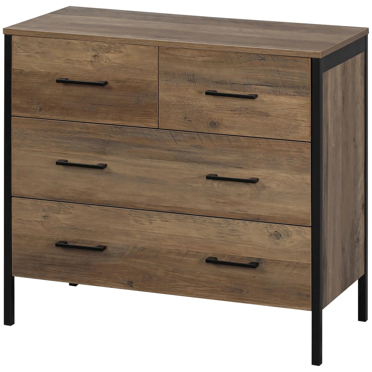 4 Drawer Dresser, Metal Frame, for Bedroom, Living Room, Brown Storage Cabinets at Gallery Canada