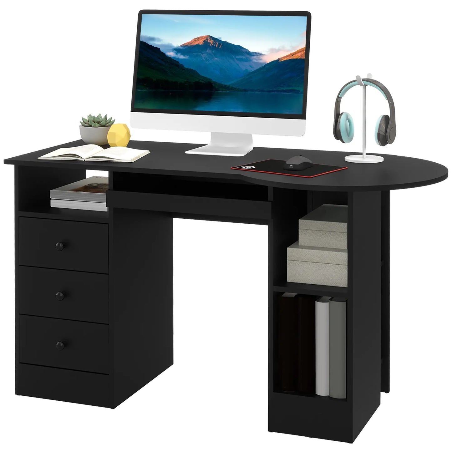 Computer Desk with Storage, Shelves, Drawers, Black Computer Desks at Gallery Canada