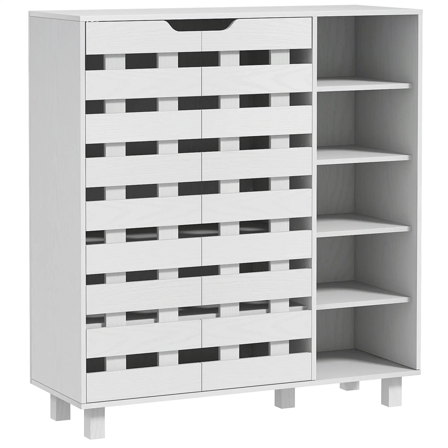 21 Pair Shoe Cabinet, 5-Tier Double Door Cupboard, White Shoe Storage Cabinets & Racks at Gallery Canada