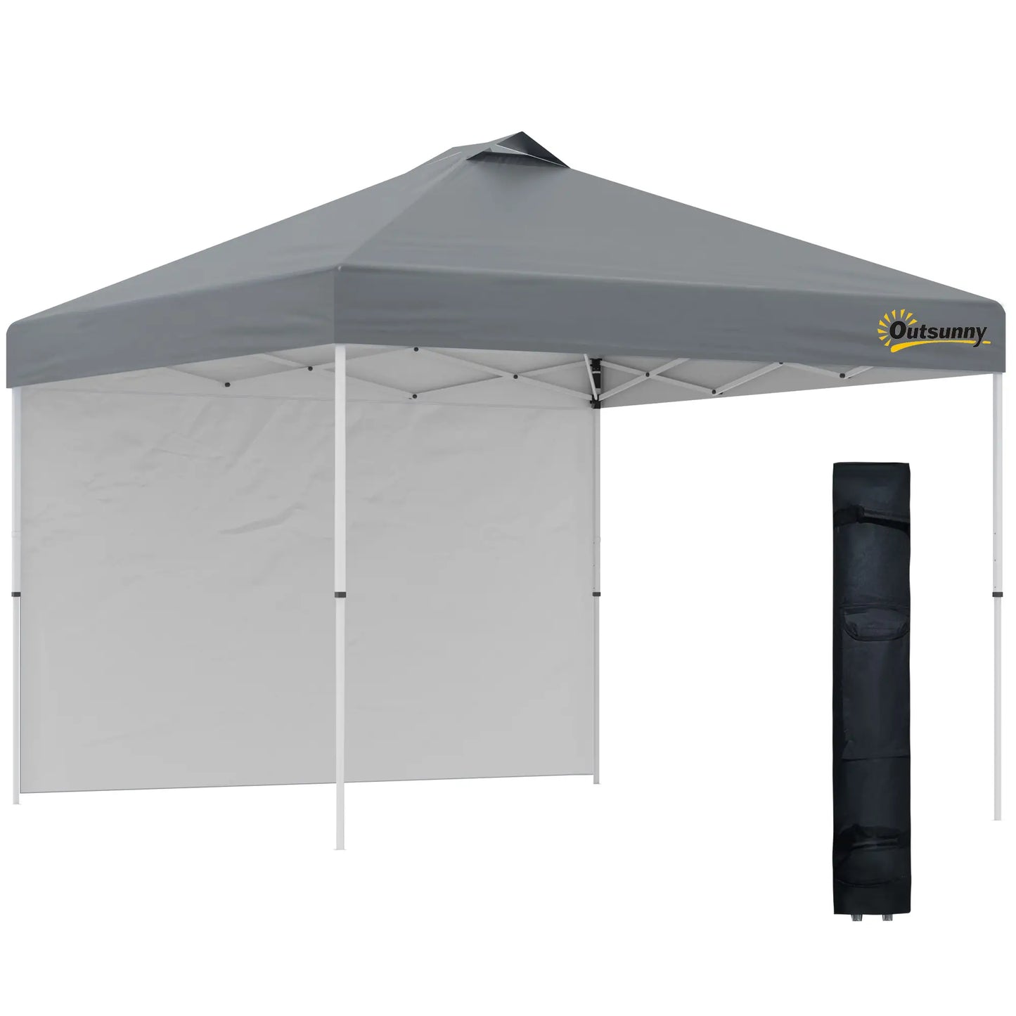 10' x 10' Pop Up Canopy Tent, Adjustable Height, 1 Sidewall, Wheeled Bag, Grey Pop Up Canopies at Gallery Canada