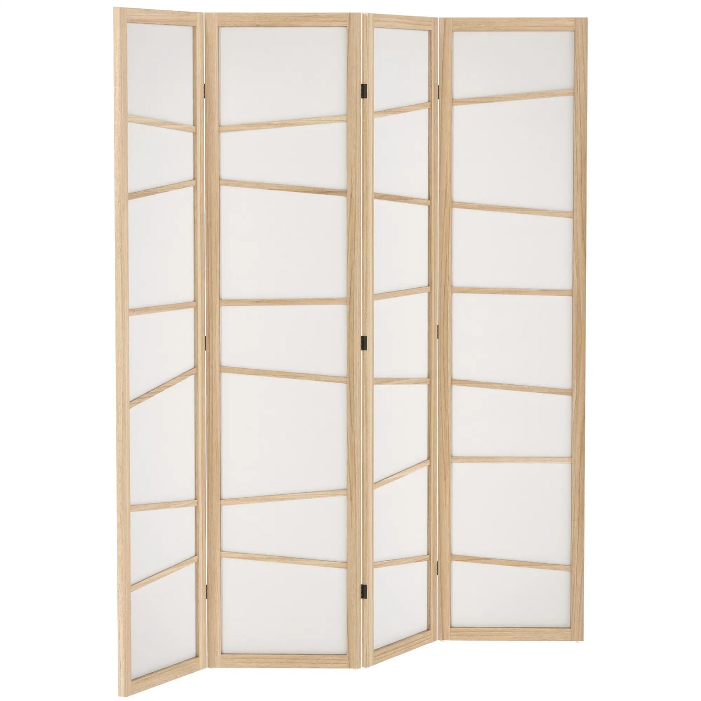 66.9" Folding Room Divider, 4 Panel Wood Frame, Natural Wood Room Dividers at Gallery Canada