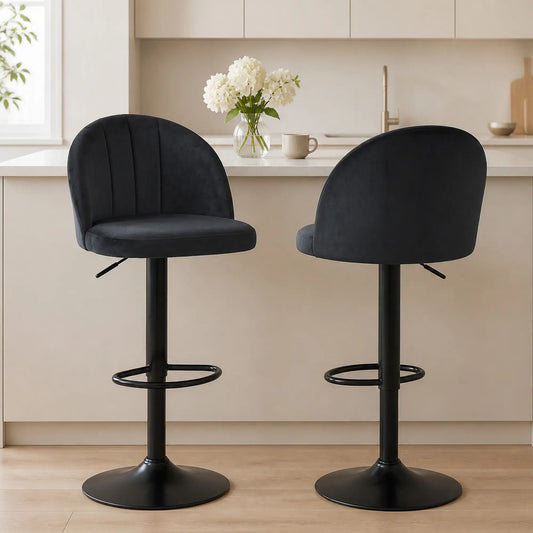 Swivel Counter Height Barstools Set of 2, Black Bar Stools Black at Gallery Canada