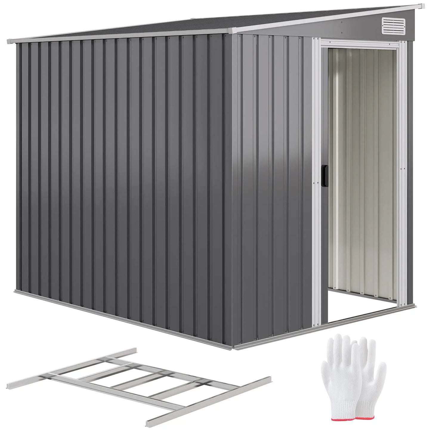 5'x7' Lean To Metal Shed, Sliding Door, 2 Vents, Dark Grey Sheds at Gallery Canada