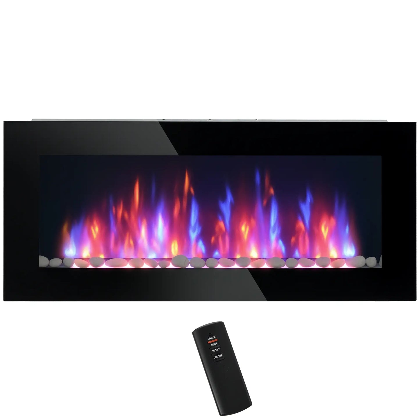 Wall Mounted Fireplace, 41 Inch, Electric with LED Flame Effect, Black Electric Fireplaces at Gallery Canada