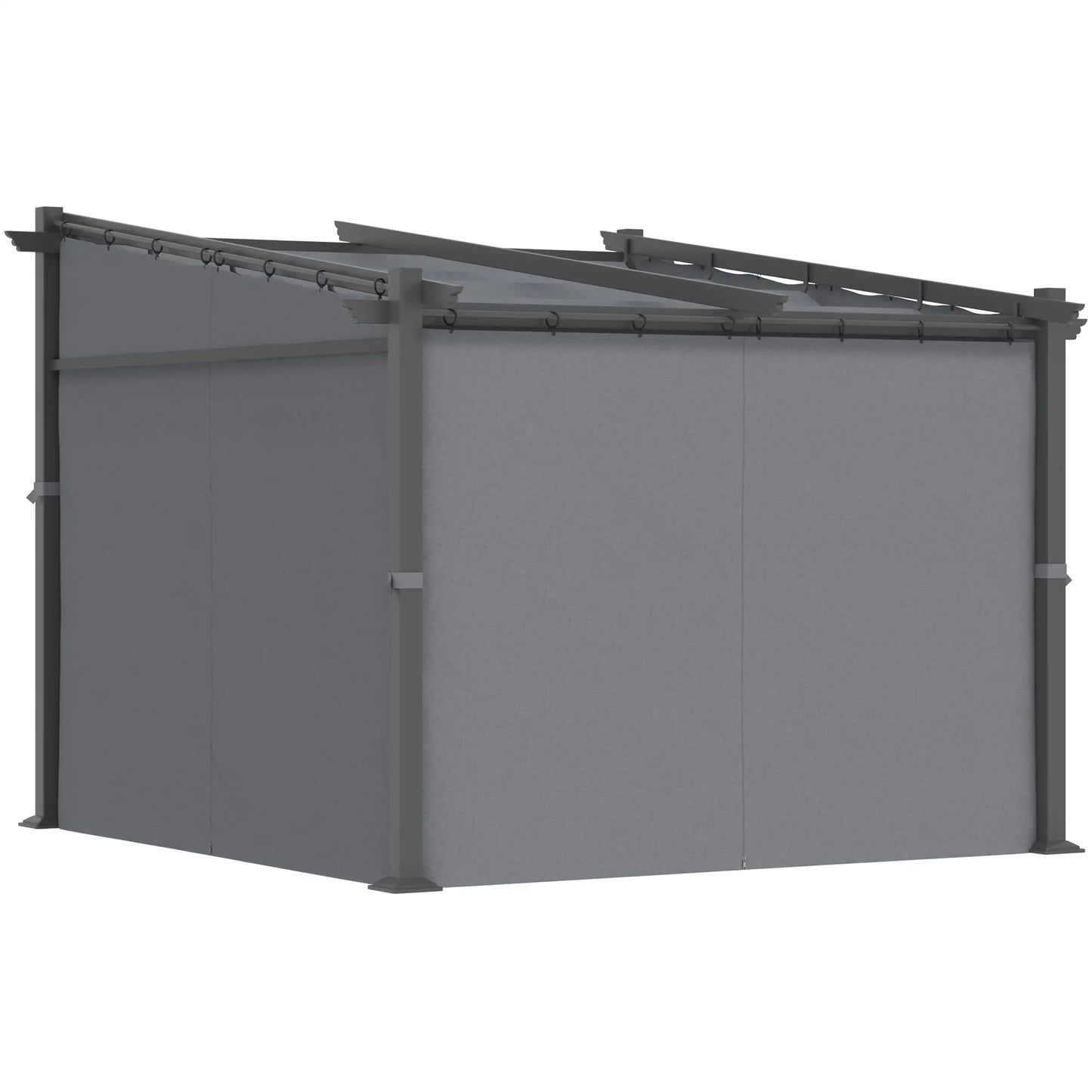 Metal Pergola, Sliding Roof Canopy, Retractable, 10' x 10', Dark Grey Pergolas at Gallery Canada