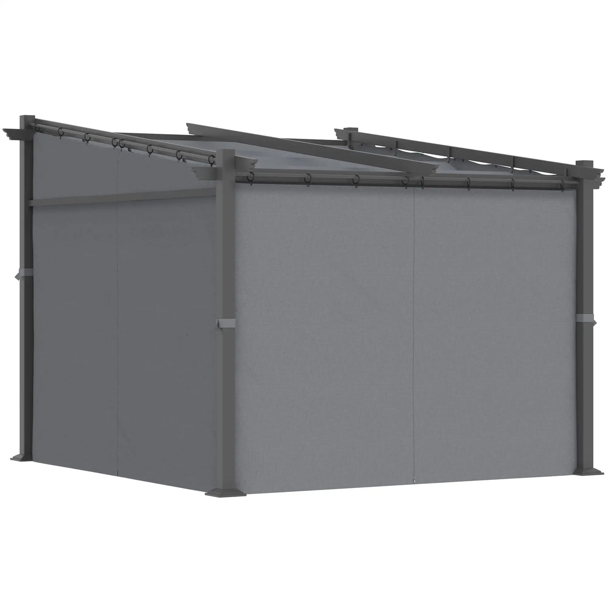 Metal Pergola, Sliding Roof Canopy, Retractable, 10' x 10', Dark Grey Pergolas at Gallery Canada