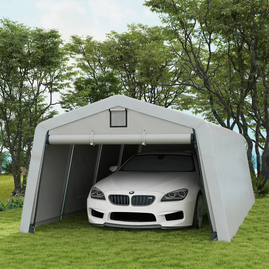11' x 20' Portable Garage, Heavy Duty Carport, Grey Car Shelters Light Grey at Gallery Canada