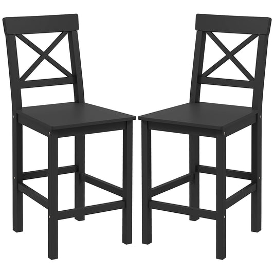 Counter Height Stools Set of 2, Farmhouse Bar Stools with Backs, Solid Wood Counter Stools for Kitchen Island at Gallery Canada