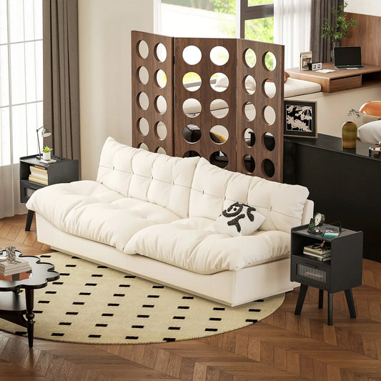 Modern Nightstands Set of 2, Charging Station, Storage, Glass Door, Black Side Tables Black at Gallery Canada