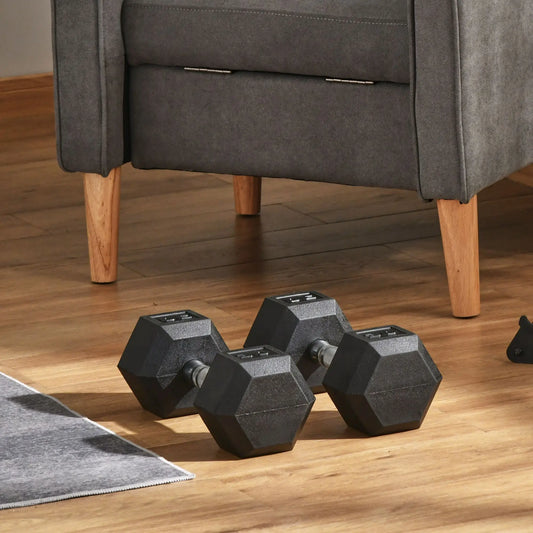 Rubber Dumbbells Weight Set, 60lbs Total, 30lbs Each, Black Dumbbells & Barbells Black at Gallery Canada