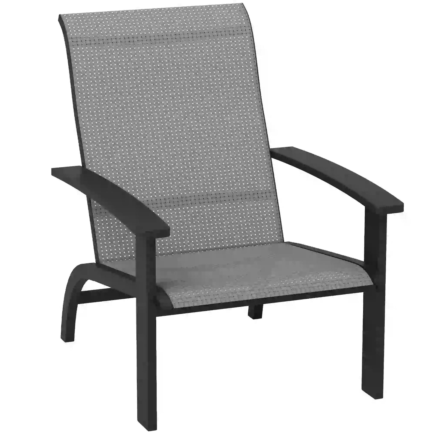 Outdoor Adirondack Chair, Aluminum Frame, Mesh Seat, Dark Grey Patio Chairs at Gallery Canada