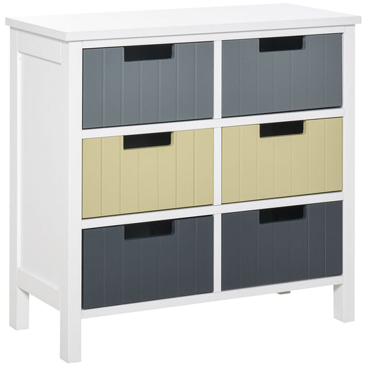 6 Drawer Dresser, Chest of Drawers with Table Top, Clothes Closet for Living Room, Multi-Color - Gallery Canada