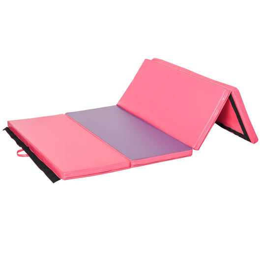 4'x6'x2'' Folding Gymnastics Tumbling Mat, Exercise Mat with Carrying Handles for Yoga, MMA, Martial Arts, Stretching, Core Workouts, Pink and Purple at Gallery Canada