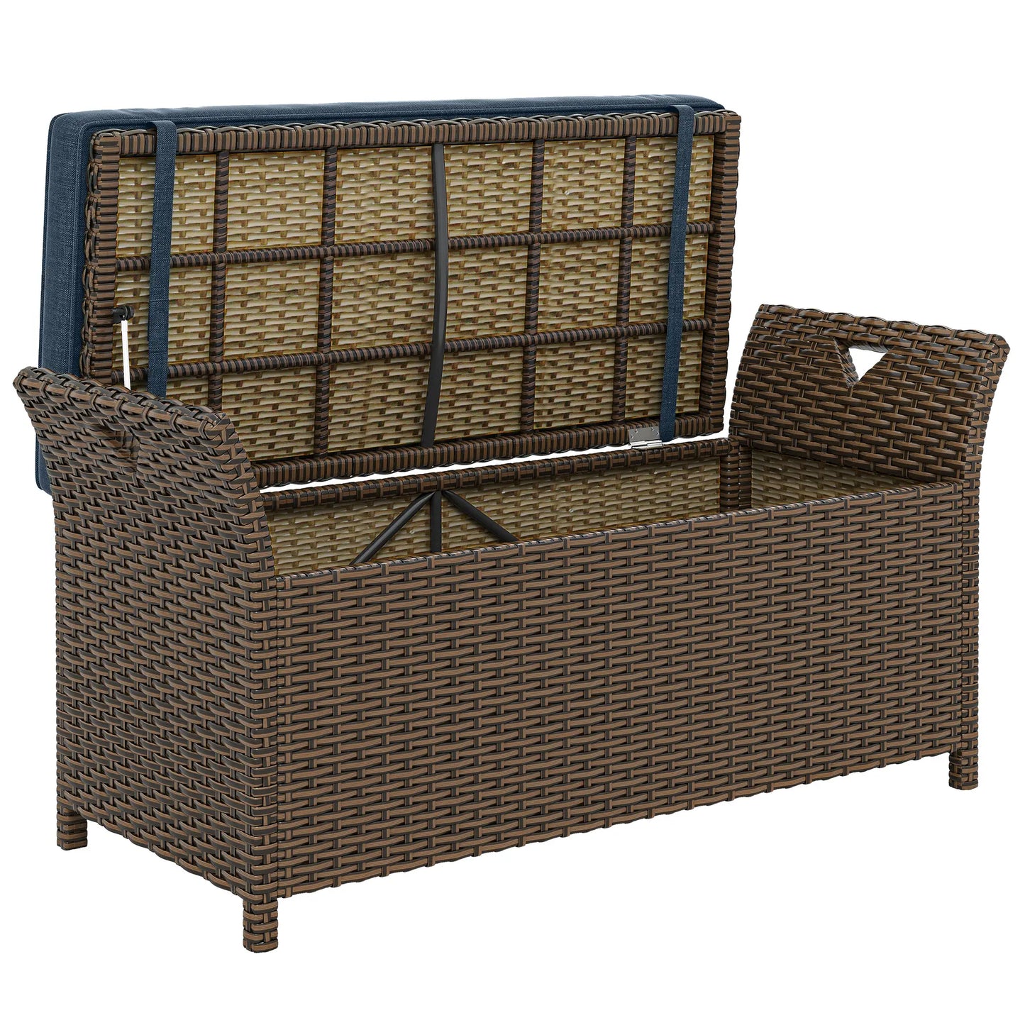 29 Gallon Wicker Deck Box, Outdoor Storage Bench, Navy Blue Patio Storage Boxes at Gallery Canada