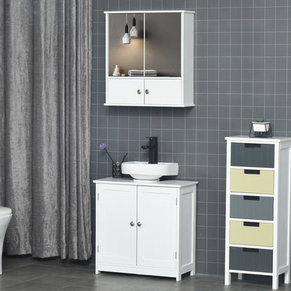 Bathroom Mirror Cabinet, Wall Mounted Medicine Cabinet, Storage Cupboard with Double Doors and Adjustable Shelf, White at Gallery Canada