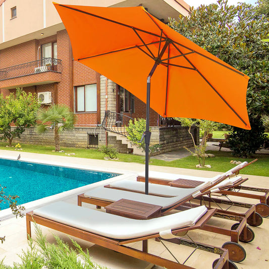 8.5' Round Aluminum Patio Umbrella, Tilt Canopy, Crank Handle, Blue Sun Umbrellas Orange at Gallery Canada