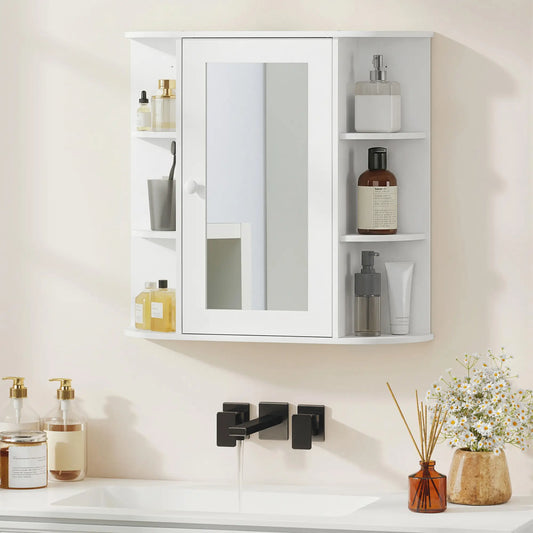 Mirrored Bathroom Wall Cabinet, Wall Mounted, With Door & Shelves, White Mirror Medicine Cabinets White at Gallery Canada