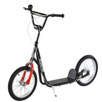 Youth Scooter Street Kick Scooter for Teens Kids Ride on Toy w/ 16'' Inflatable Wheel Dual Brakes for 5+ Year Old Black at Gallery Canada