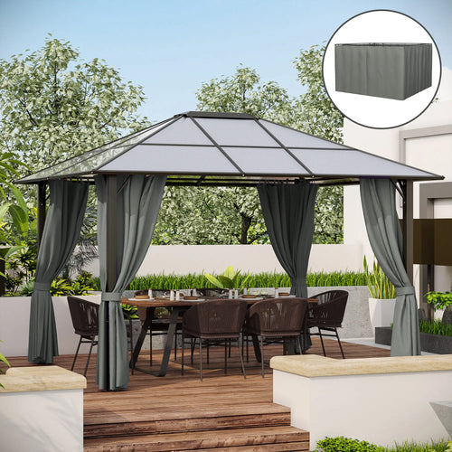 Gazebo Replacement Sidewalls, 4-Panel Privacy Wall, 10' x 12', Dark Grey