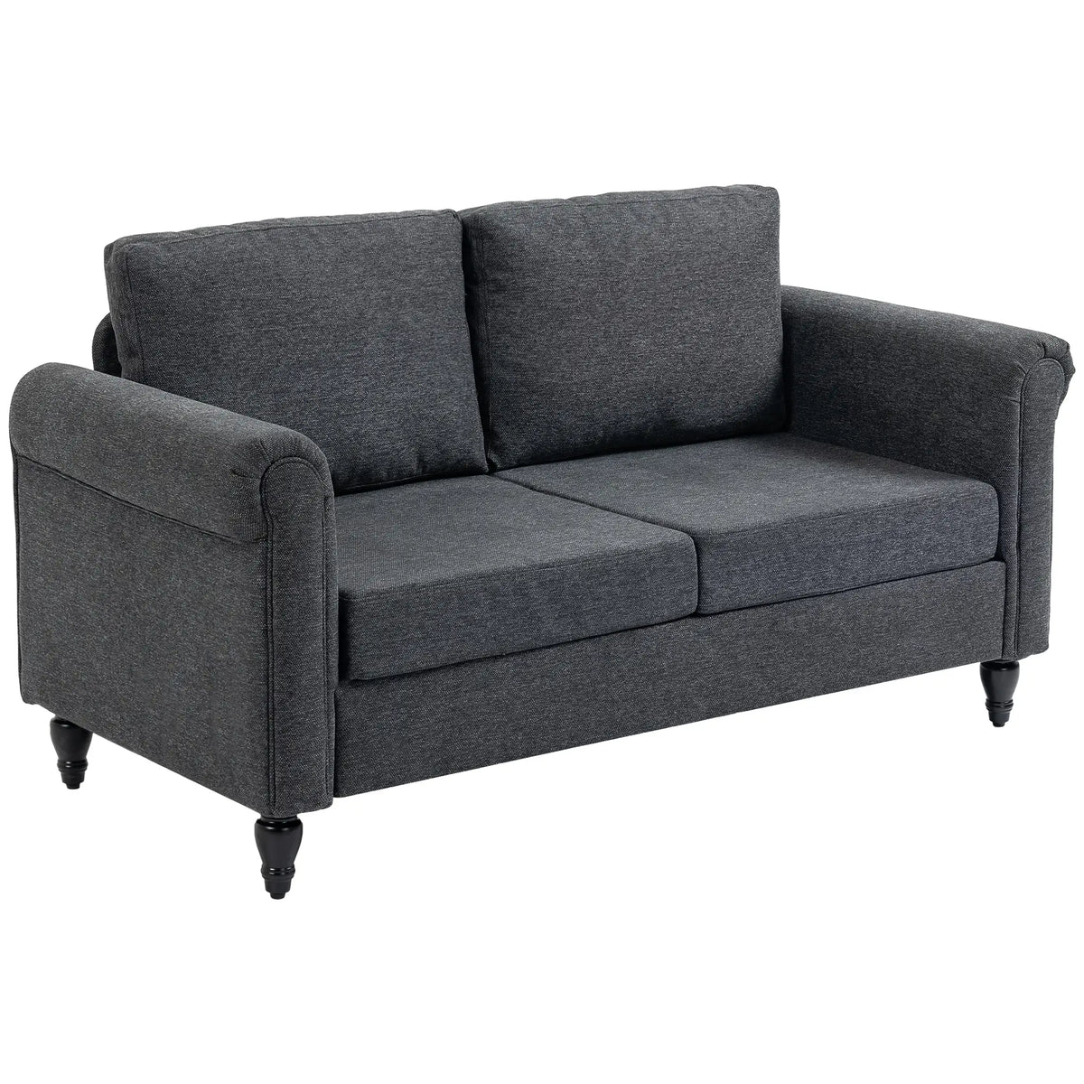 Vintage Loveseat, Upholstered Chenille 2 Seater Sofa, Dark Grey 2-Seater Sofas at Gallery Canada