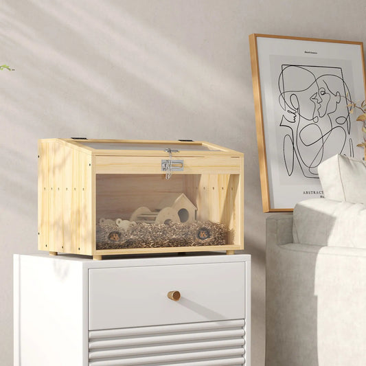 22"L Hamster Cage, Openable Top, Acrylic Windows, Small Animal Cage Hamster Cages Natural at Gallery Canada