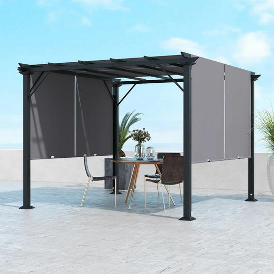 10' x 10' Retractable Pergola Canopy, Grey Pergolas Grey at Gallery Canada