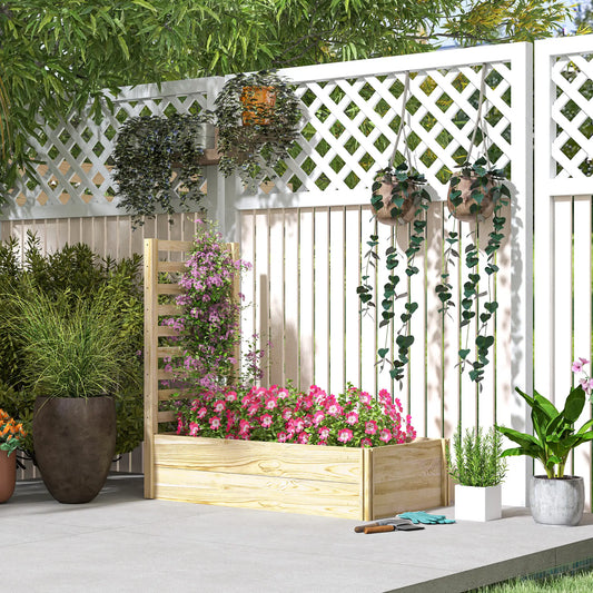 Wood Planter Box with Trellis, Raised Garden Bed, 91"x24"x43", Natural Raised Garden Beds Natural at Gallery Canada