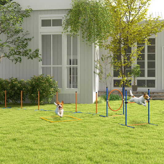 Dog Agility Training Equipment, Weave Poles, Adjustable Hurdle, Jump Ring Dog Agility Training Equipment Orange, Blue at Gallery Canada