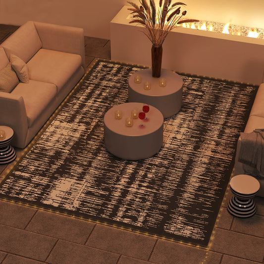 Waterproof Outdoor Camping Rug With LED Lights, 12' x 9' Outdoor Reversible Rugs Dark Gray, White at Gallery Canada