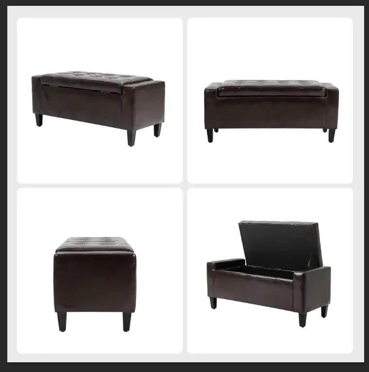 Storage Ottoman Bench, PU Leather, Tufted Design, Brown Storage Ottomans & Benches at Gallery Canada