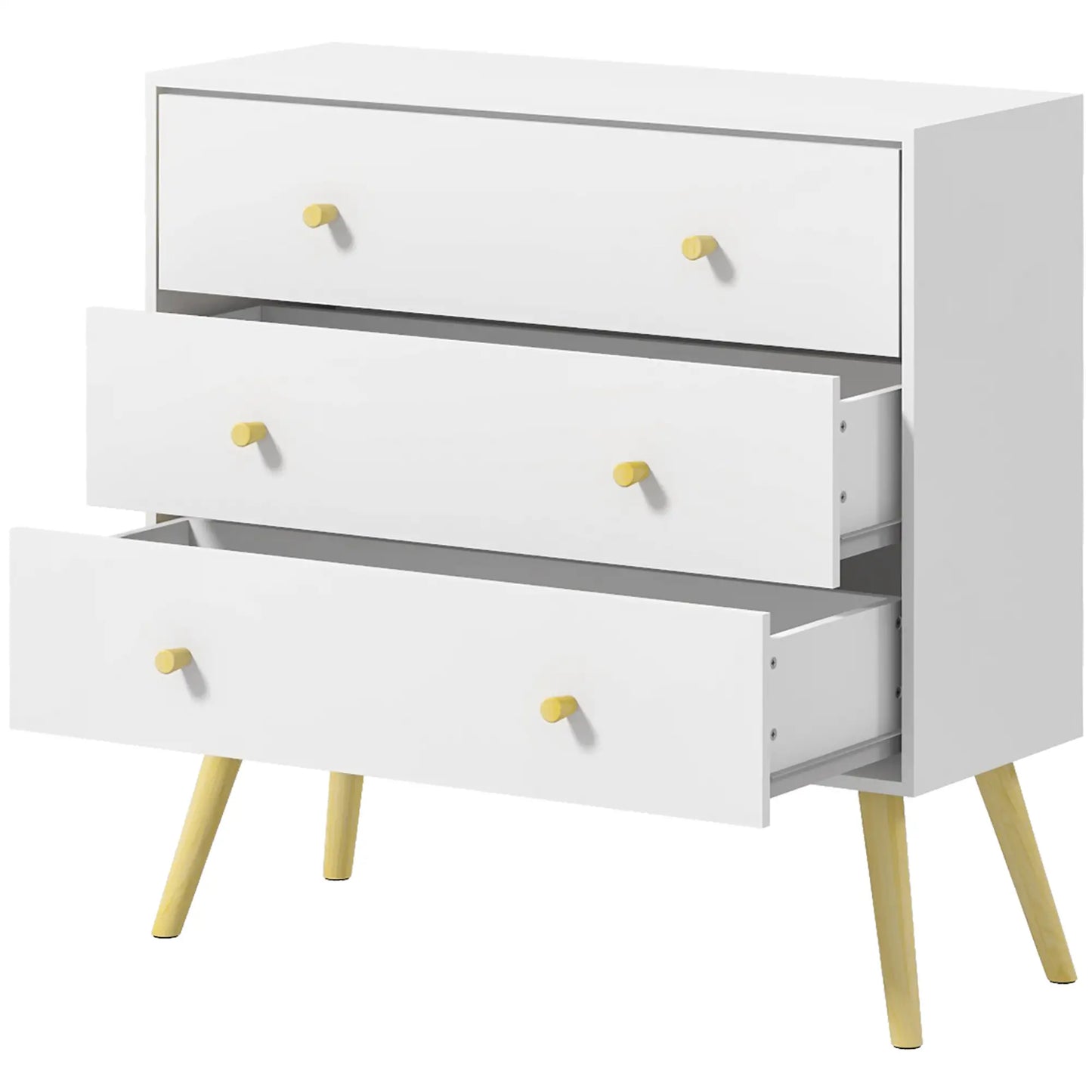 Dresser, 3 Drawers, Solid Wood Legs, Storage Organizer, White Storage Cabinets at Gallery Canada