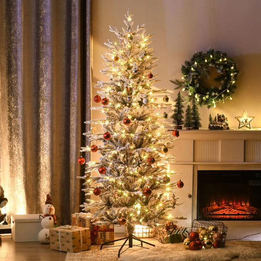 6' Pre Lit Artificial Christmas Tree, Snow Branches, Warm White Lights, Arctic Fir Pre Lit Christmas Trees Green at Gallery Canada