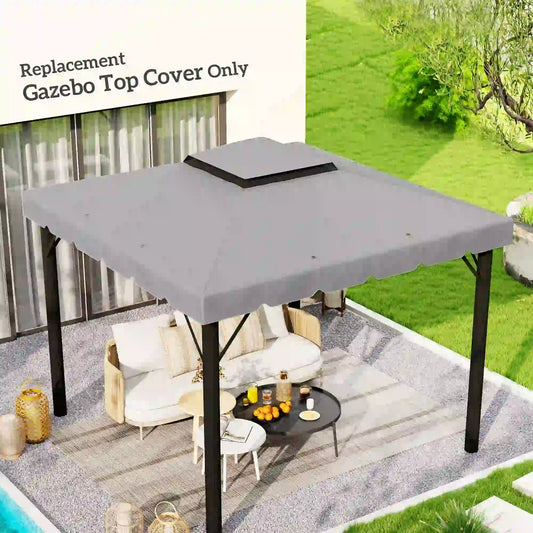 10' x 10' Gazebo Replacement Canopy, Double Vented Roof, Grey Gazebo Canopy Replacement Light Grey at Gallery Canada