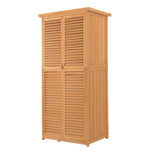 3' x 5' Wooden Garden Storage Shed, Sheds &; Outdoor Storage with Asphalt Roof &; 2 Large Wood Doors with Lock, Natural at Gallery Canada