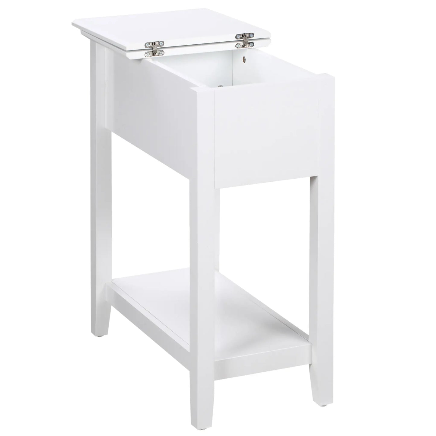 Flip Top End Table, Side Table with Storage, Narrow Nightstand, White Side Tables at Gallery Canada