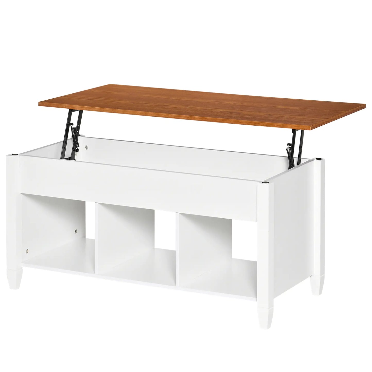 Lift Top Coffee Table, Hidden Storage, 3 Shelves, White and Brown Coffee Tables at Gallery Canada