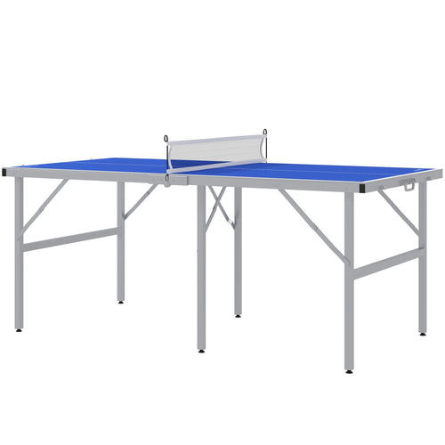 Portable Ping Pong Table Set, Table Tennis Table w/ Net, 2 Paddles, 3 Balls for Outdoor and Indoor, Easy Assembly, Blue