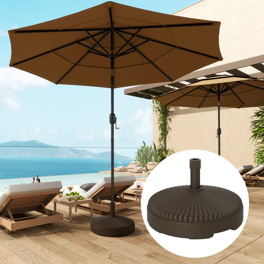 Round Patio Umbrella Base, Holds 62lbs, for Garden, Poolside, Brown Umbrella Bases Brown at Gallery Canada