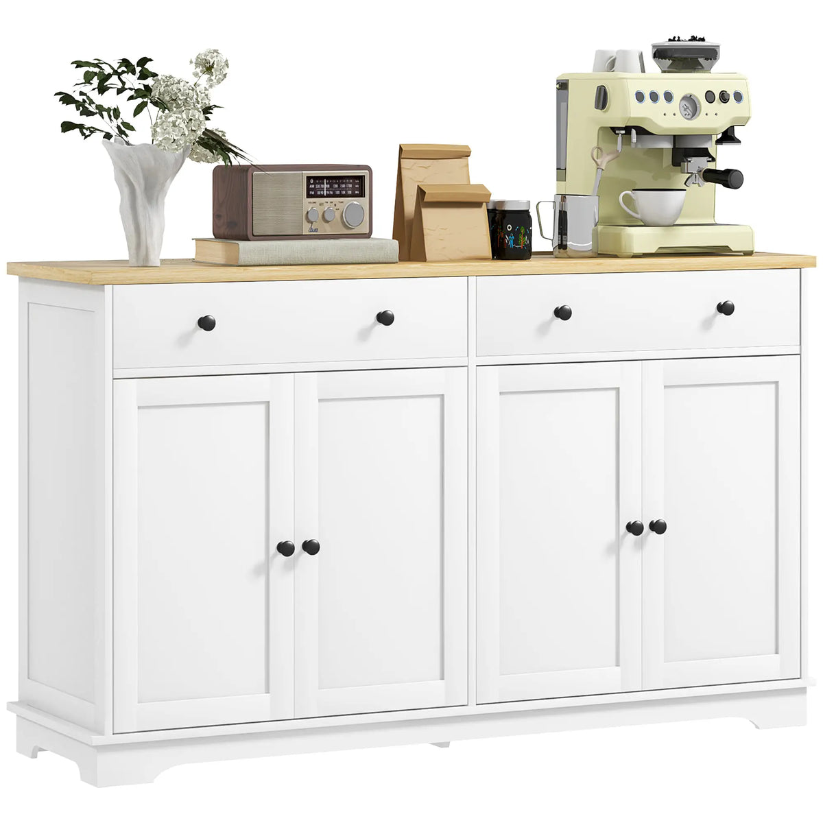 Modern Sideboard, Buffet Cabinet with Drawers, Adjustable Shelves, White Storage Cabinets at Gallery Canada