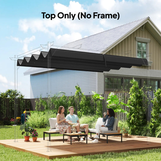 Retractable Pergola Canopy, 10' x 7' Sun Shade, UV30+, Dark Grey Gazebo Canopy Replacement Dark Grey at Gallery Canada