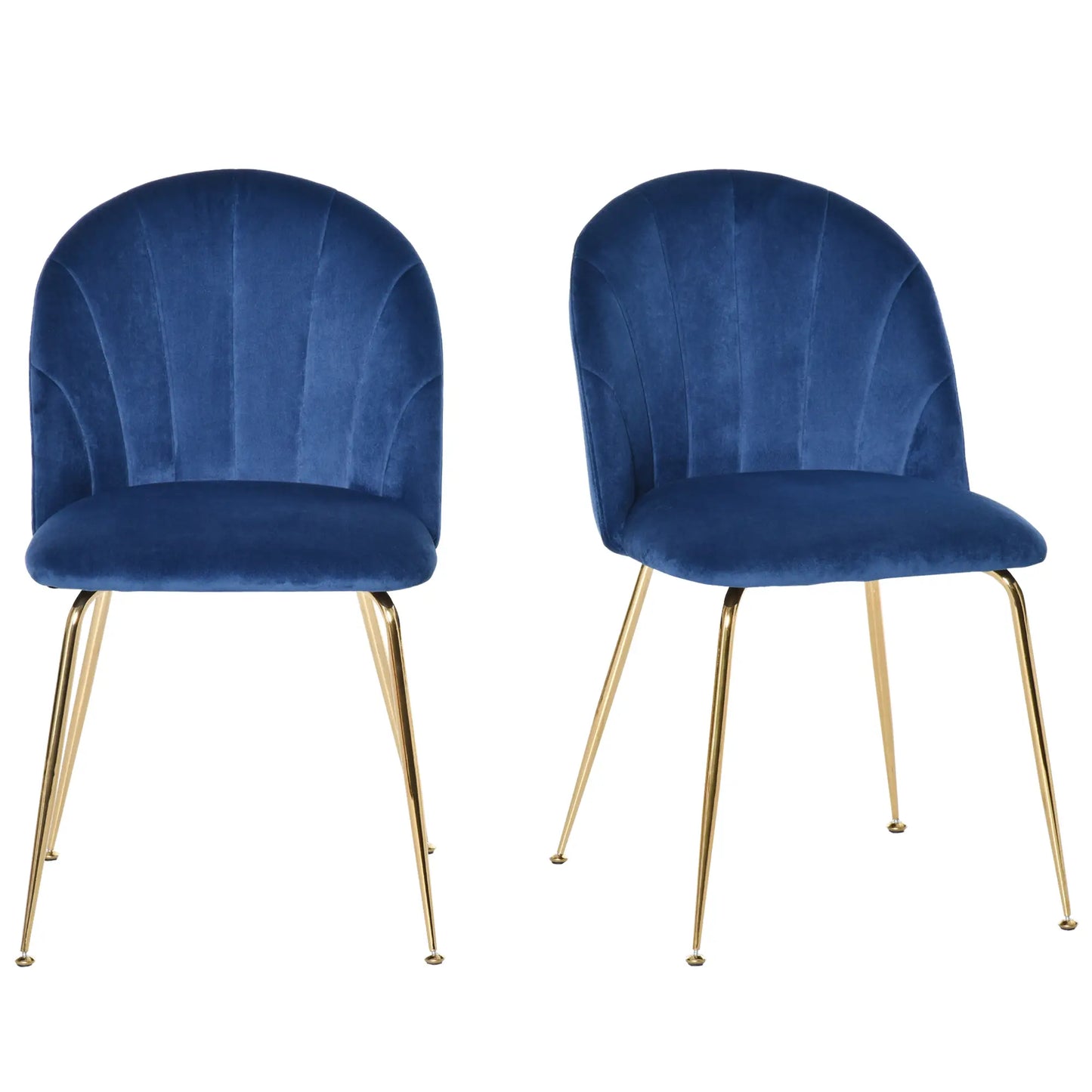 Modern Dining Chairs Set of 2, Upholstered, Gold Metal Legs, Blue Bar Stools at Gallery Canada