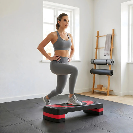 Adjustable Aerobic Stepper, Exercise Step Platform, 4"-6"-8", Red Aerobic Equipment Multi Colour at Gallery Canada