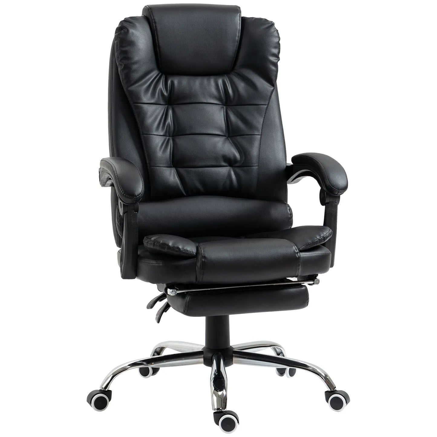 High Back Office Chair, PU Leather, Retractable Footrest, Padded Armrest, Black Executive & Manager Chairs at Gallery Canada