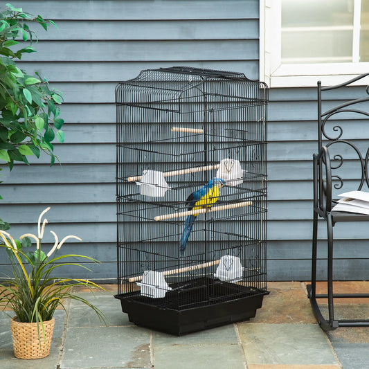 36" Bird Cage, Macaw Play House, Parrot Finch Flight Cage, Black