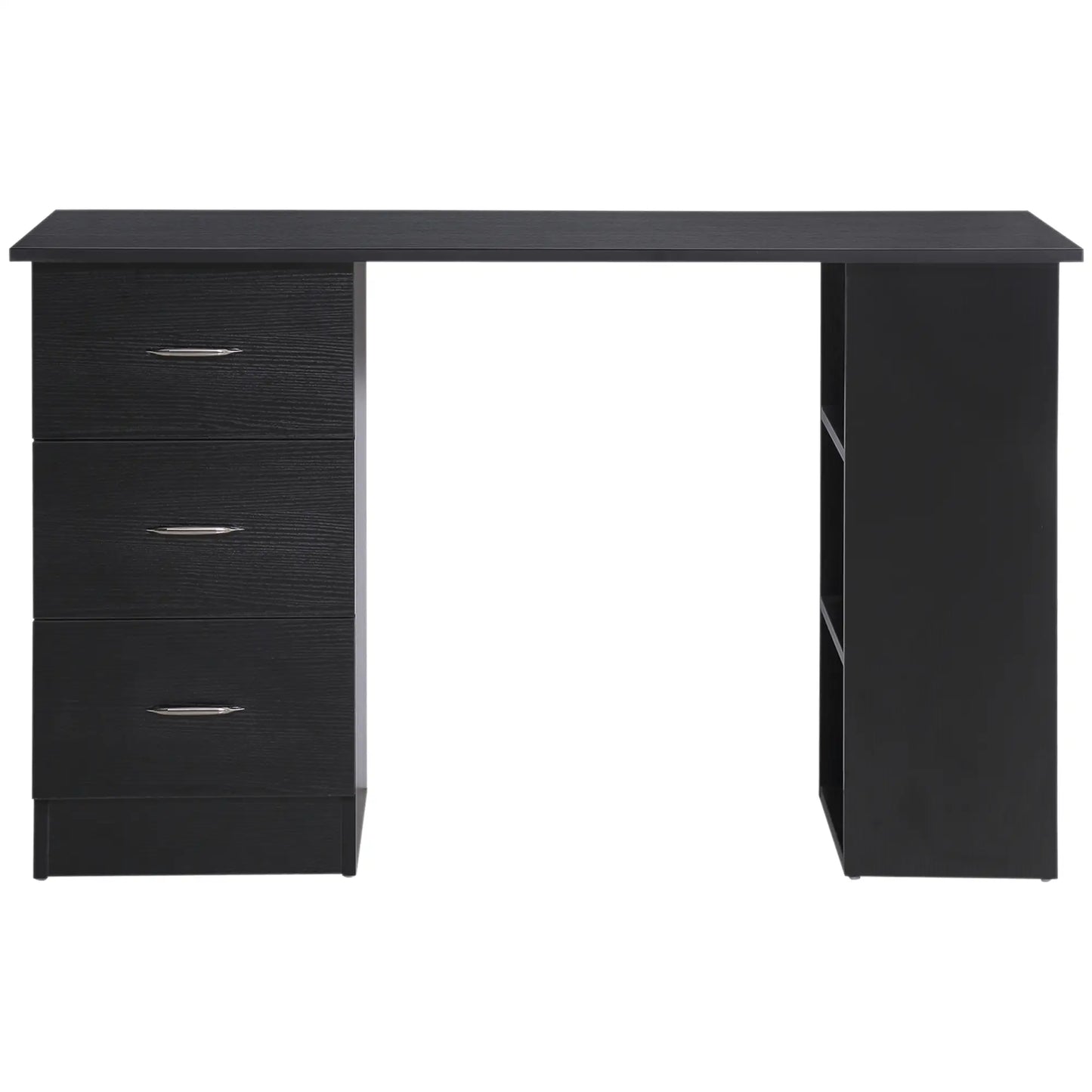 47 Inches Office Desk, 3-Tier Storage Shelves, Black Writing Desks at Gallery Canada