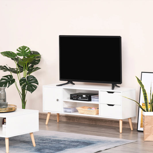 TV Stand for 50" TVs, Cabinet with Shelves, Drawers, White TV Stands White at Gallery Canada