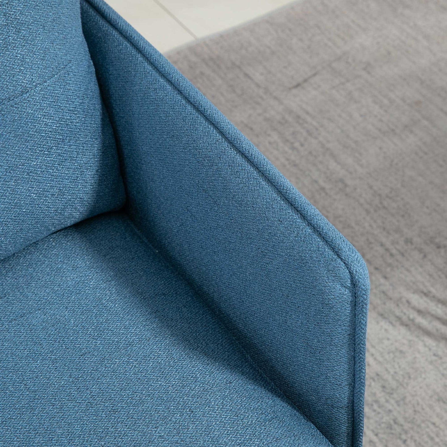 Accent Chair with Cushioned Seat and Back, Upholstered Fabric Armchair for Bedroom, Button Tufted Living Room Chair with Arms and Steel Legs, Blue at Gallery Canada