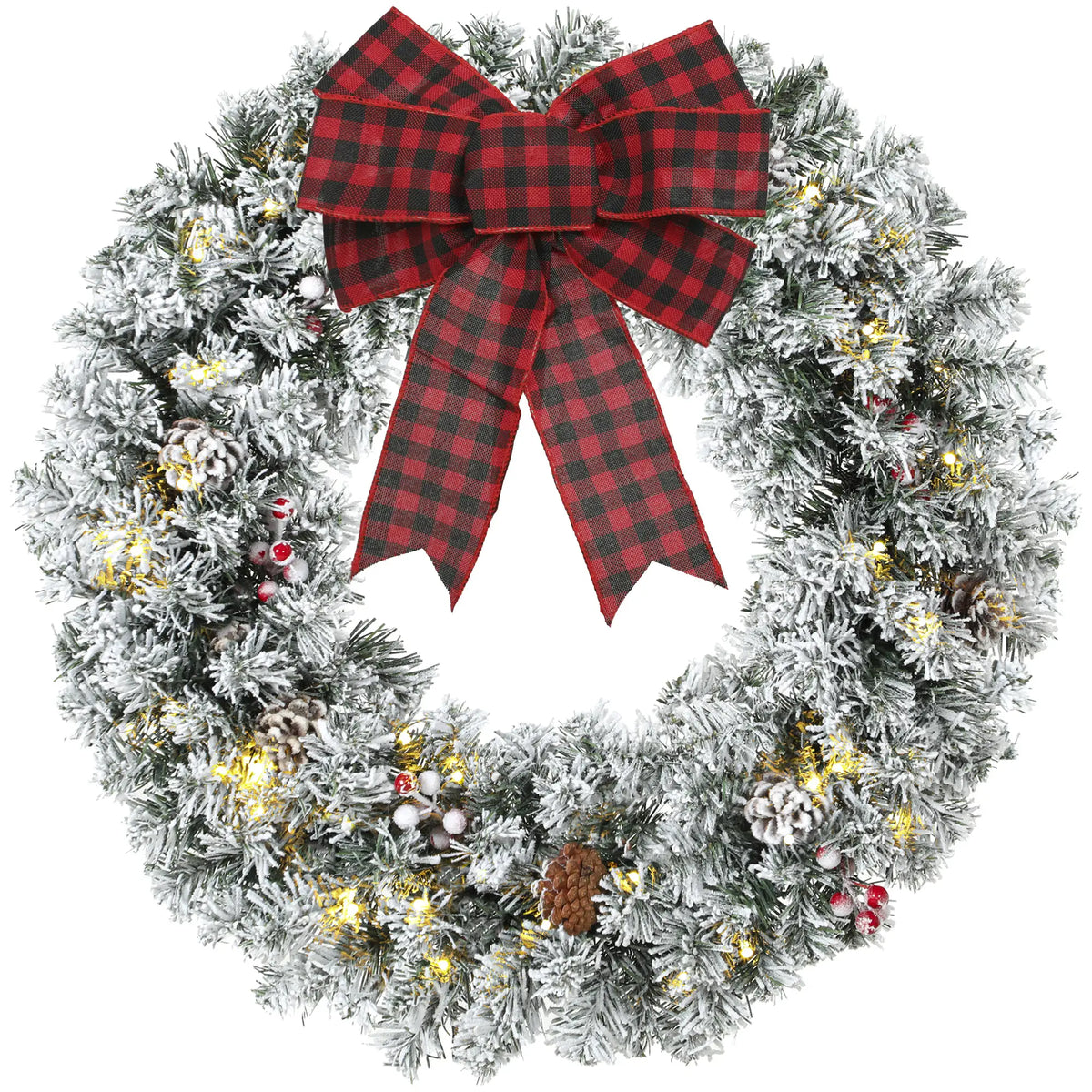 Pre-Lit Christmas Wreath 24 Inch, Green Christmas Wreaths at Gallery Canada