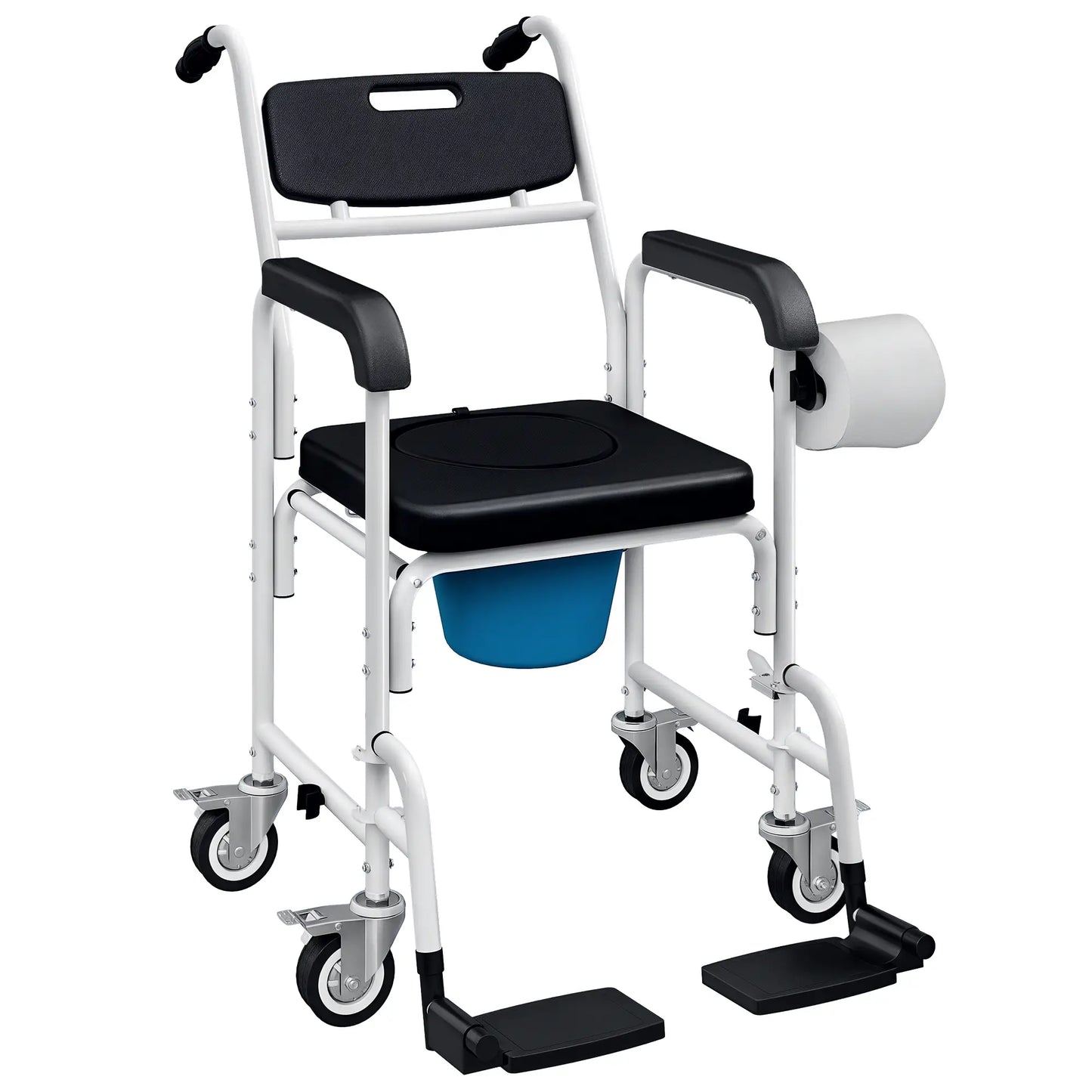Rolling Shower Wheelchair, Bedside Commode Chair with Locking Wheels, Black Bath Chairs at Gallery Canada